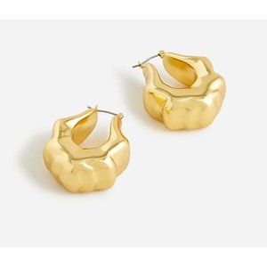 J.Crew $48 Lightweight Sculpted Hoop Earrings Burnished Gold BN309